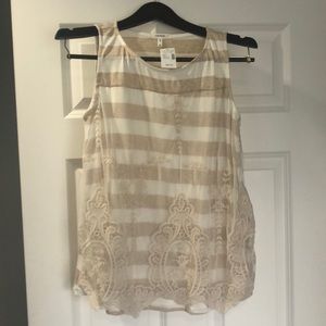 Cream and white with lace overlay Sz M NWT